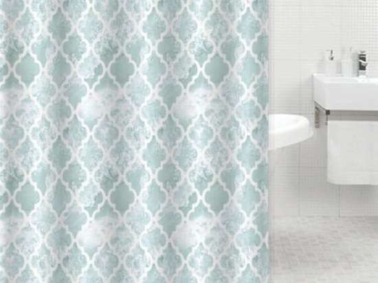 Κουρτίνα Μπάνιου Με 12 Κρίκους 831111 Green-White Ankor 180Πx180Υ 180x180cm Πολυέστερ