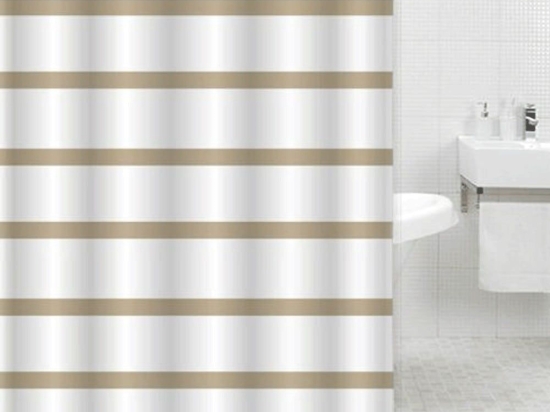 Κουρτίνα Μπάνιου Με 12 Κρίκους 831135 Beige-White Ankor 180Πx180Υ 180x180cm Πολυέστερ