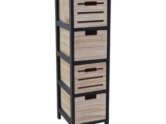 Συρταριέρα Με 4 Συρτάρια 831838 25x29x78cm Natural-Black Ankor
