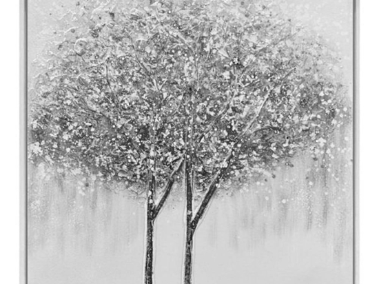 Πίνακας Καμβάς Δέντρο 832514 80x80cm Silver-Black Ankor Κάθετοι Καμβάς