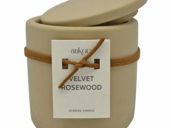 Αρωματικό Κερί Σε Δοχείο Velvet Rosewood 833030 7,7x7,7x8cm Beige Ankor Τσιμέντο