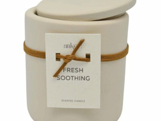 Αρωματικό Κερί Σε Δοχείο Fresh Soothing 833085 8,8x8,8x10cm Ivory Ankor Τσιμέντο