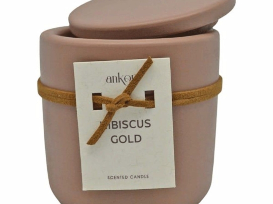 Αρωματικό Κερί Σε Δοχείο Hibiscus Gold 833092 8,8x8,8x10cm Pink Ankor Τσιμέντο