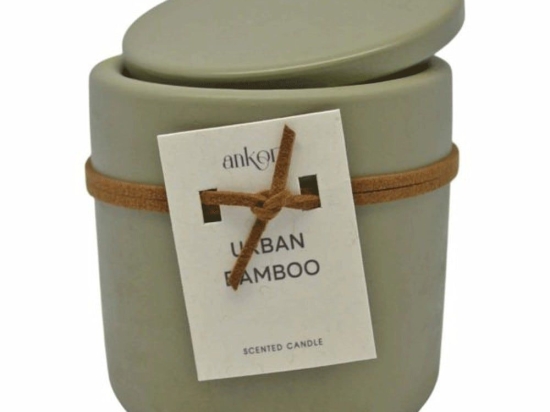 Αρωματικό Κερί Σε Δοχείο Urban Bamboo 833108 8,8x8,8x10cm Olive Ankor Τσιμέντο