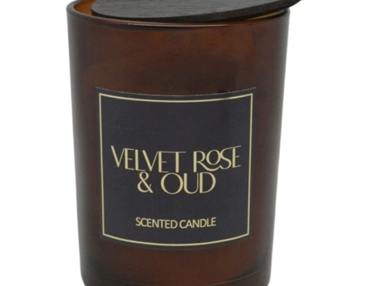 Αρωματικό Κερί Σε Δοχείο Velvet Rose & Oud 833160 8x8x10,5cm Dark Brown Ankor Γυαλί