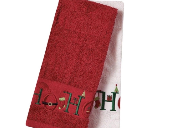 Ποτηρόπανα Christmas 0706 (Σετ 2τμχ) Red-Ivory Das Home
