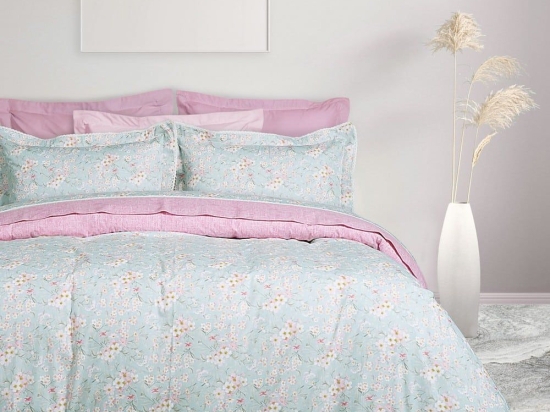 Σεντόνια 1678 (Σετ 4τμχ) Mint-Pink Das Home Υπέρδιπλo 230x260cm 100% Βαμβακοσατέν