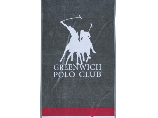 Πετσέτα Θαλάσσης 3867 Grey-White-Red Greenwich Polo Club Θαλάσσης 90x180cm 100% Βαμβάκι