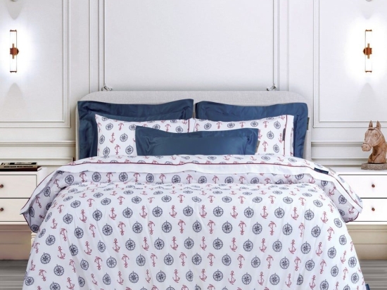 Σεντόνια 2182 (Σετ 4τμχ) White-Blue-Red Greenwich Polo Club Υπέρδιπλo 240x260cm Βαμβάκι-Πολυέστερ