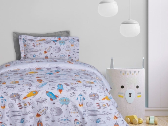 Παπλωματοθήκη Παιδική 4877 (Σετ 2τμχ) Yellow-Grey-Blue Das Home Μονό 160x240cm Βαμβάκι-Πολυέστερ