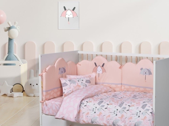 Σεντόνια Βρεφικά 4878 (Σετ 3τμχ) Pink-Grey Das Home Κούνιας 130x170cm Βαμβάκι-Πολυέστερ