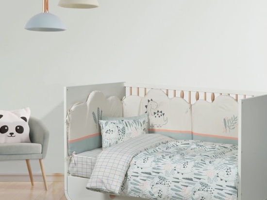 Σεντόνια Βρεφικά 4879 (Σετ 3τμχ) Green-Somon-Grey Das Home Κούνιας 130x170cm Βαμβάκι-Πολυέστερ