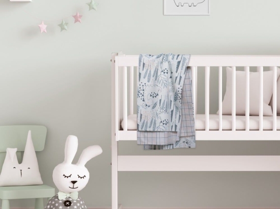 Σεντόνια Βρεφικά 4879 (Σετ 2τμχ) Green-Somon-Grey Das Home Λίκνου 70x120cm Βαμβάκι-Πολυέστερ