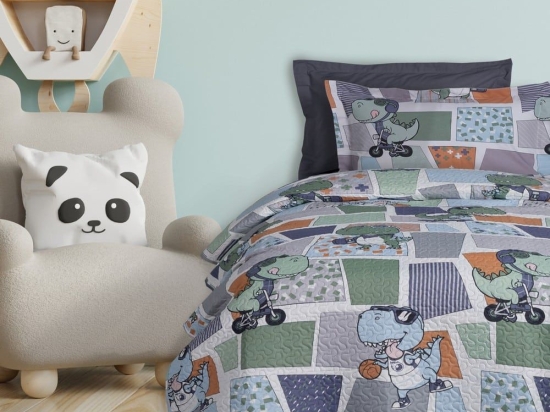 Κουβερλί Παιδικό 4874 Grey-Khaki-Blue Das Home Μονό 160x240cm Microfiber