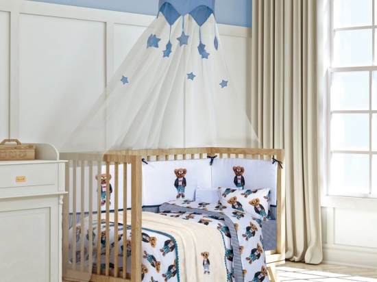 Κουβέρτα Βρεφική 8838 Velour Ivory-Blue Greenwich Polo Club Κούνιας 110x140cm Πολυέστερ