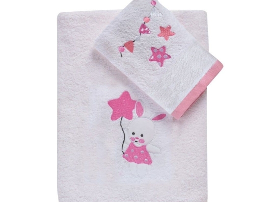 Πετσέτες Βρεφικές 4917 (Σετ 2τμχ) White-Pink Das Home Σετ Πετσέτες 70x140cm 100% Βαμβάκι