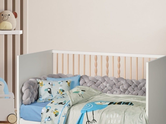 Κουβέρτα Βρεφική 4914 Fleece Grey-Blue-Mint Das Home Κούνιας 110x150cm Πολυέστερ