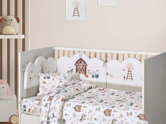Σεντόνια Βρεφικά 4916 (Σετ 3τμχ) White-Coffee-Grey Das Home Κούνιας 130x170cm 100% Βαμβάκι