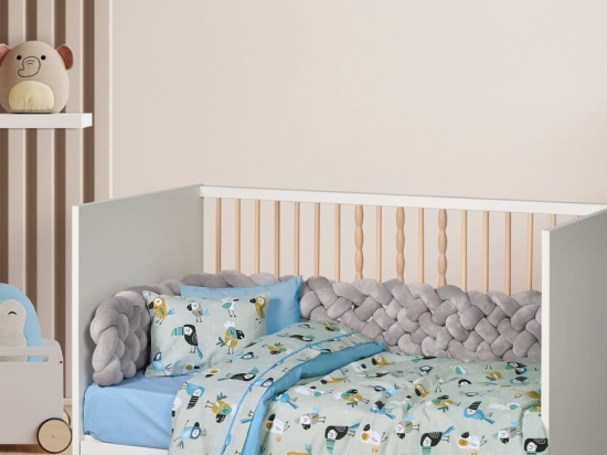 Σεντόνια Βρεφικά 4914 (Σετ 3τμχ) Grey-Blue-Mint Das Home Κούνιας 130x170cm 100% Βαμβάκι