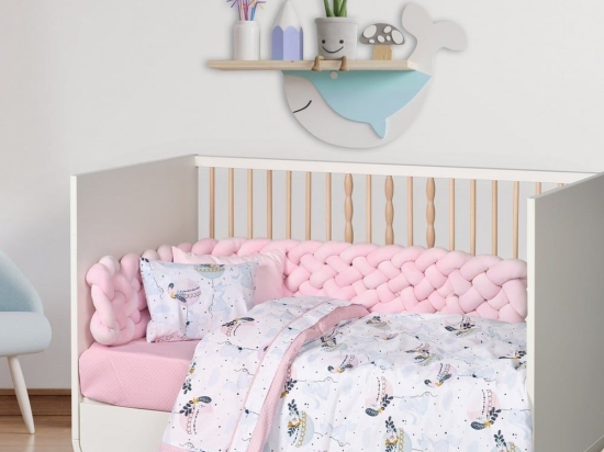 Σεντόνια Βρεφικά 4915 (Σετ 3τμχ) Light Blue-Pink-Mint Das Home Κούνιας 130x170cm 100% Βαμβάκι