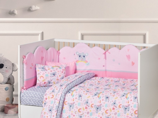 Σεντόνια Βρεφικά 4934 (Σετ 3τμχ) Pink-Grey Das Home Κούνιας 130x170cm 100% Βαμβάκι