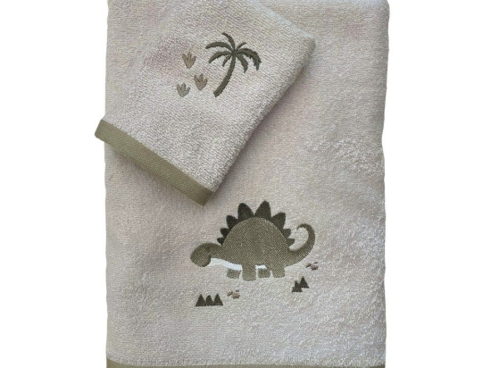 Πετσέτες Βρεφικές Κεντητές 4937 (Σετ 2τμχ) Beige-Olive Das Home Σετ Πετσέτες 70x140cm 100% Βαμβάκι