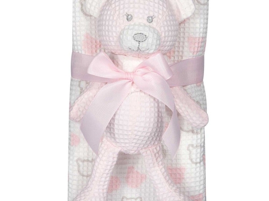 Κουβέρτα Βρεφική Με Παιχνίδι 8855 White-Pink Greenwich Polo Club Αγκαλιάς 75x100cm 100% Βαμβάκι