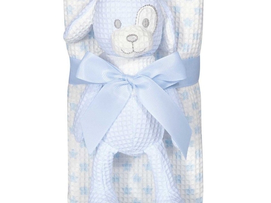Κουβέρτα Βρεφική Με Παιχνίδι 8856 White-Blue Greenwich Polo Club Αγκαλιάς 75x100cm 100% Βαμβάκι