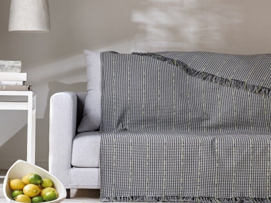Ριχτάρι Carter 22 Grey-Light Green Kentia Διθέσιο 180x250cm Βαμβάκι-Πολυέστερ