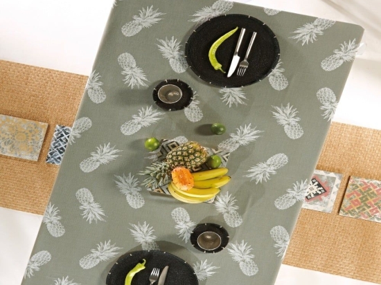 Τραπεζομάντηλο Ananas 21 Green Kentia 170X230cm Βαμβάκι-Πολυέστερ