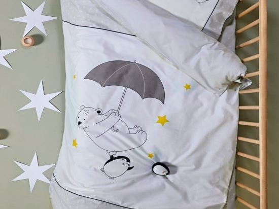 Παπλωματοθήκη Βρεφική Polaris (Σετ 2τμχ) Beige-Grey Kentia 100x140cm 100% Βαμβακοσατέν