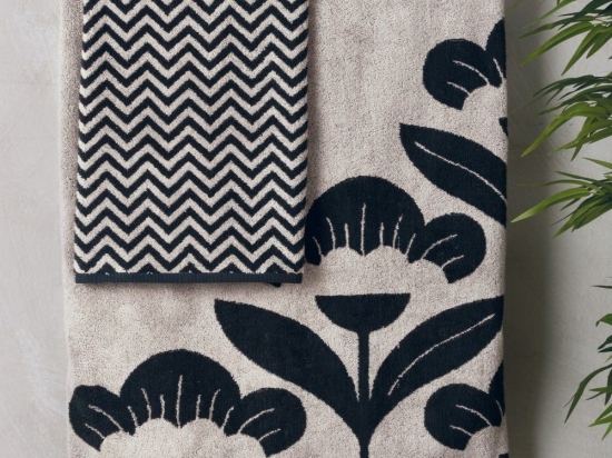 Πετσέτες Priscilla 12 (Σετ 2τμχ) Black-Ecru Kentia Σετ Πετσέτες 70x140cm 100% Βαμβάκι
