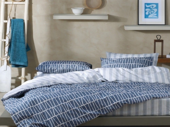 Παπλωματοθήκη Tobert (Σετ 3τμχ) Blue-White Kentia Υπέρδιπλο 225x245cm 100% Βαμβάκι