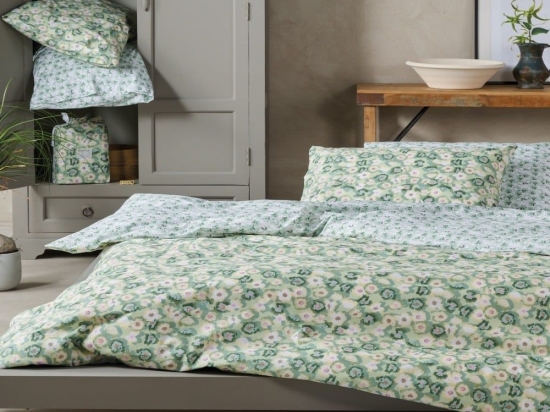 Σεντόνια Jella 02 (Σετ 3τμχ) Green-Ochre Kentia Ημίδιπλο 190x270cm 100% Βαμβάκι