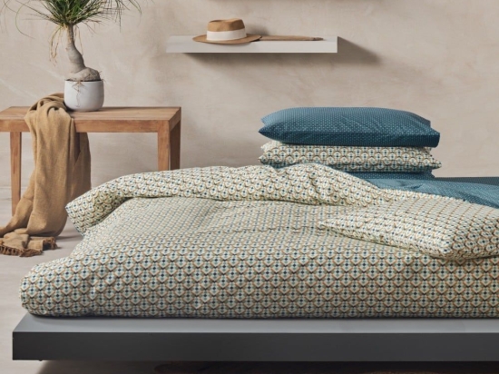 Σεντόνια Ariston 07 (Σετ 3τμχ) Blue-Green Kentia Μονό 160x270cm 100% Βαμβάκι