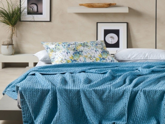 Κουβέρτα Illusion 08 Blue Kentia Ημίδιπλο 190x250cm 100% Βαμβάκι