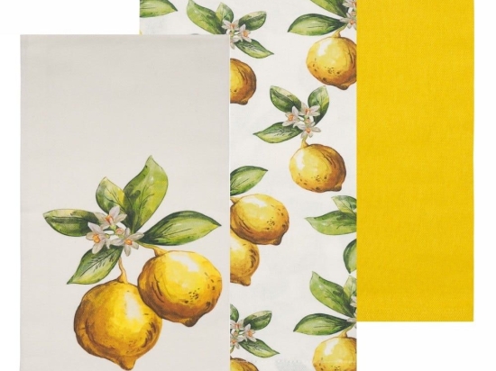 Πετσέτες Κουζίνας Fazzy 241 (Σετ 3τμχ) White-Yellow Kentia 40x60cm 100% Βαμβάκι