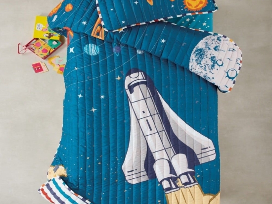 Κουβερλί Παιδικό Galactica Blue-Multi Kentia Μονό 160x230cm Microfiber-Polyester