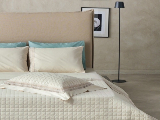 Κουβερλί Felicity 12 (Σετ 3τμχ) Beige Kentia Υπέρδιπλo 230x250cm 100% Βαμβακοσατέν