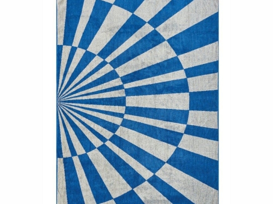 Πετσέτα Θαλάσσης Βελουτέ Labyrinth Blue-Ecru Kentia Θαλάσσης 80x160cm 100% Βαμβάκι