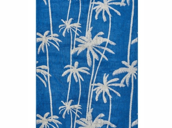 Πετσέτα Θαλάσσης Βελουτέ Madagascar 01 Blue-Ecru Kentia Θαλάσσης 80x160cm 100% Βαμβάκι