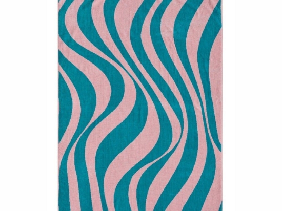 Πετσέτα Θαλάσσης Βελουτέ Mykonos Green-Pink Kentia Θαλάσσης 80x160cm 100% Βαμβάκι
