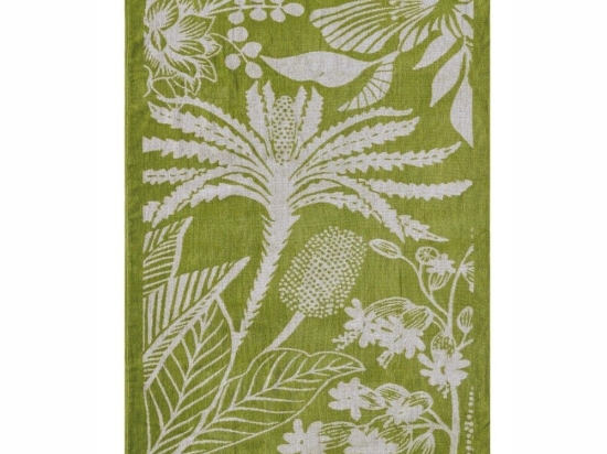 Πετσέτα Θαλάσσης Βελουτέ Azores Green- Off White Kentia Θαλάσσης 80x160cm 100% Βαμβάκι