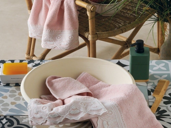 Πετσέτες Tabitha(Σετ 3τμχ) Pink Kentia Σετ Πετσέτες 70x140cm 100% Βαμβάκι