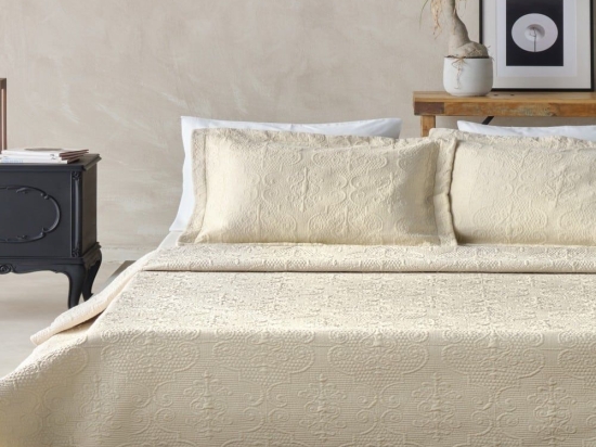 Κουβερλί Tatiana (Σετ 3τμχ) Ivory Kentia Υπέρδιπλο 230x250cm Βαμβάκι-Μικροφίμπρα