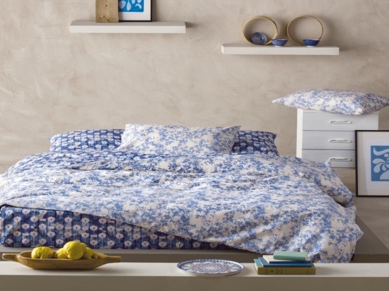 Σεντόνια Paco 01 (Σετ 4τμχ) Blue-Ecru Kentia Υπέρδιπλο 240x270cm 100% Βαμβάκι