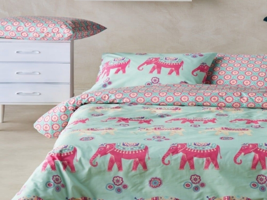 Κουβερλί Παιδικό Sabah Fuchsia-Mint Kentia Μονό 160x240cm 100% Βαμβάκι