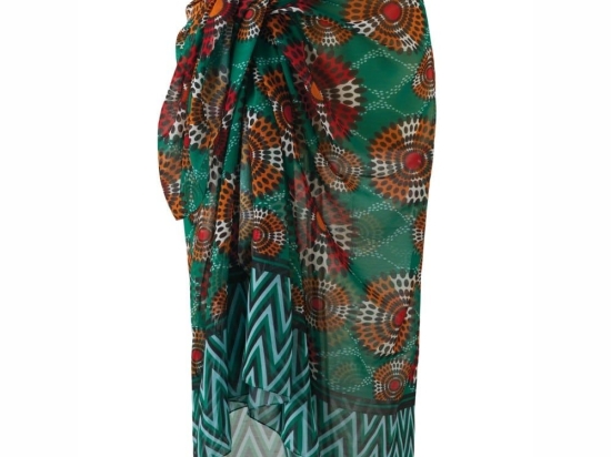 Παρεό Παραλίας Sarong 243 170x110cm Green-Red-Orange Kentia One Size Polyester-Chiffon