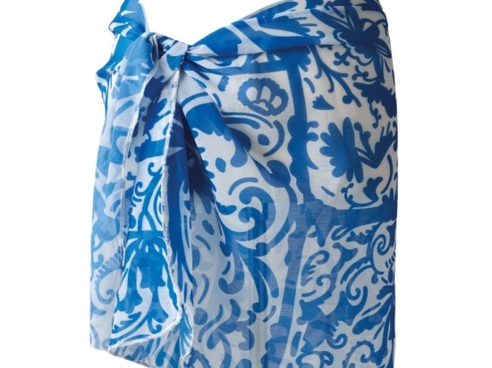Φούστα - Παρεό Παραλίας Lovely 242 168(112)X59cm Blue-White Kentia One Size Polyester-Chiffon
