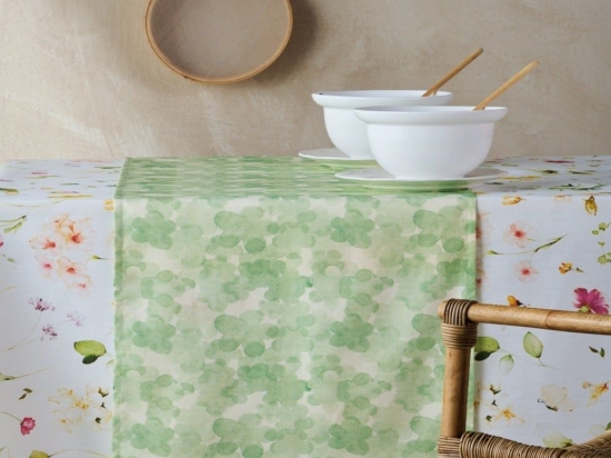 Runner Azalea (Σετ 2τμχ) Green Kentia 45Χ140 Βαμβάκι-Πολυέστερ
